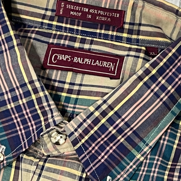 Chaps Ralph Lauren Plaid Button-Down Shirt Long Sleeve Mens Outerwear - Picture 5 of 6